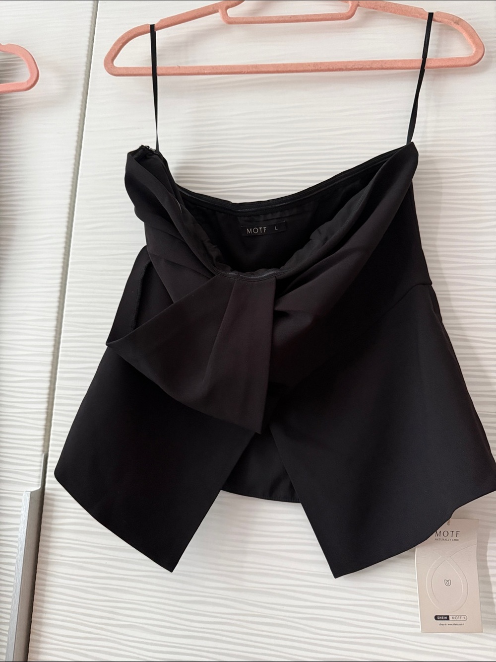 MOTF Black Draped Strapless Top NWT Sz L